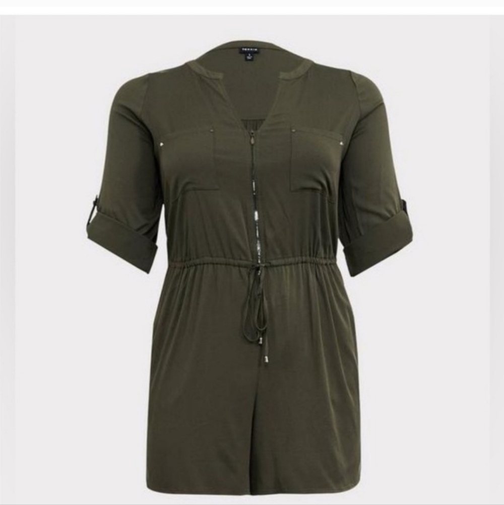 Challis olive romper - Picture 2 of 5
